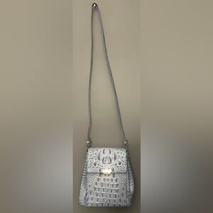 Brahmin Light Blue Margo Croc Embossed Leather Crossbody/Shoulder Bag
